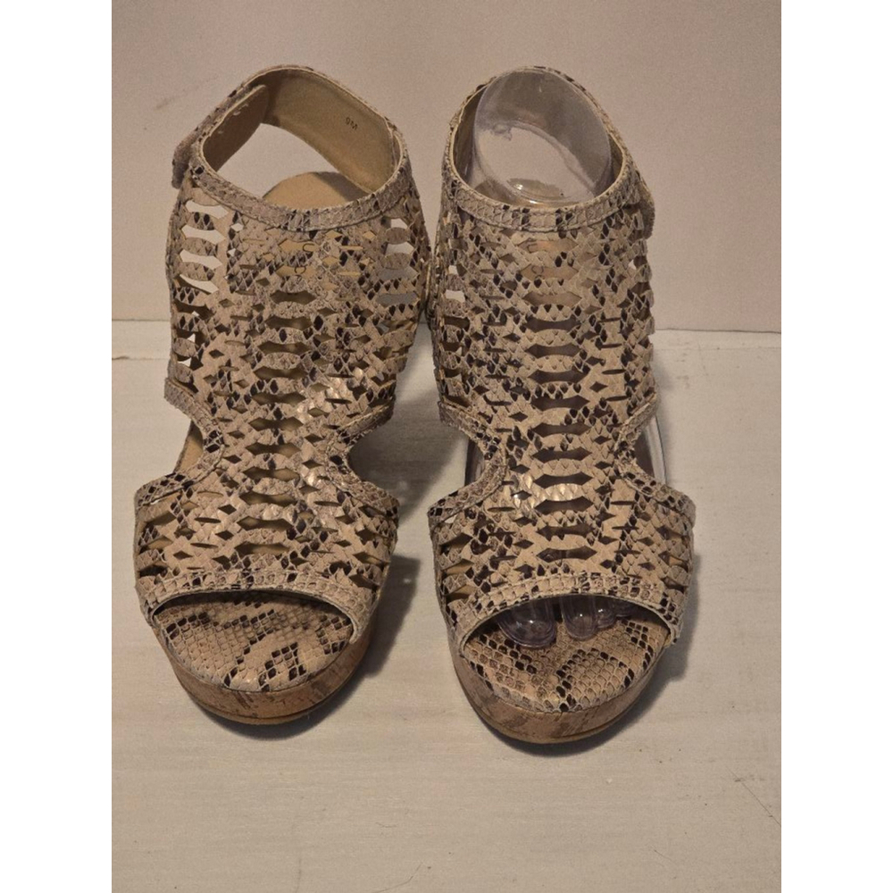 Women's Maurices Sandal Wedges, 9W,‎ Beige snake print